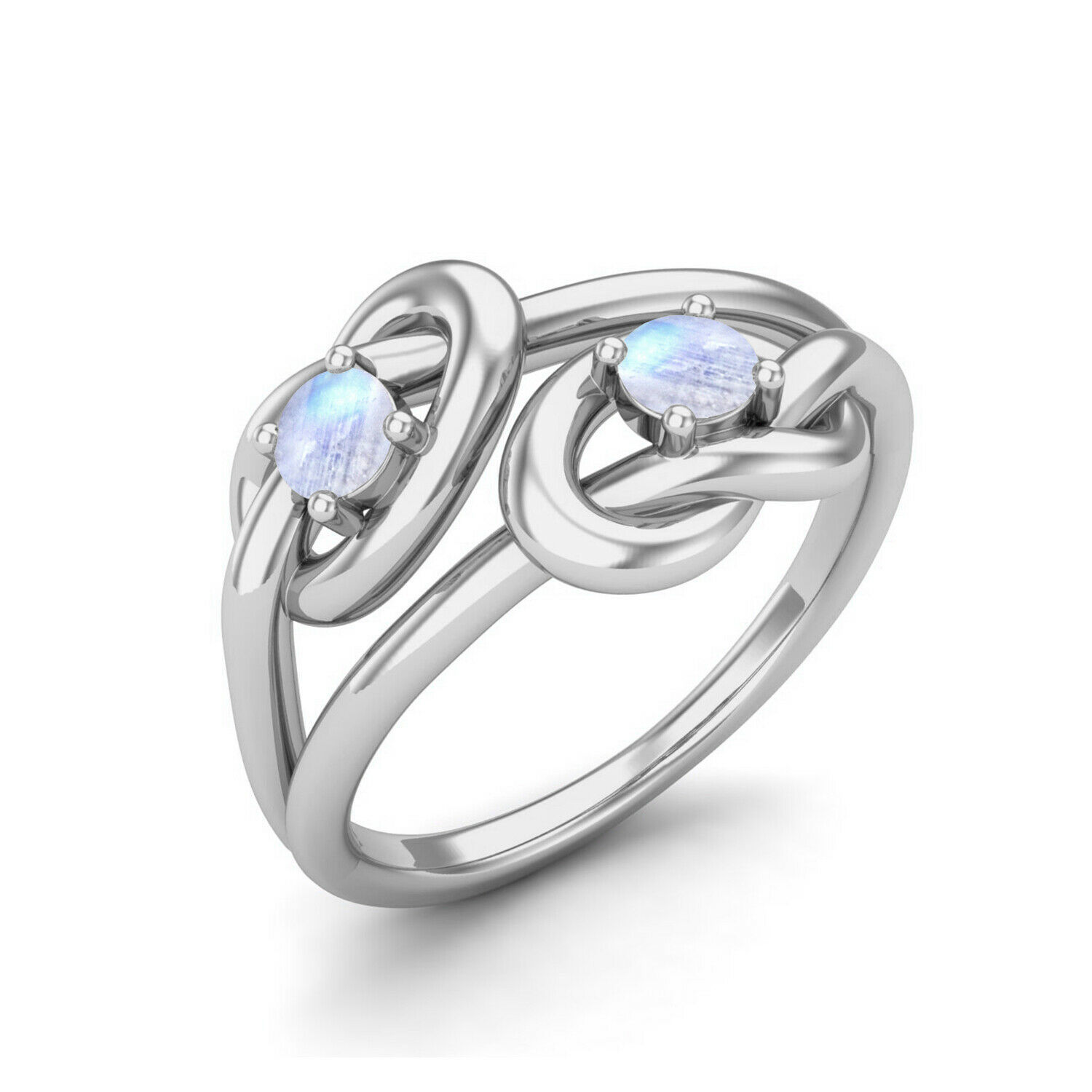 0.20 Ctw Round Moonstone 9K White Gold Stackable Women Ring