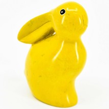Hand Carved Kisii Soapstone Yellow Easter Bunny Rabbit Figurine Made in Kenya image 1