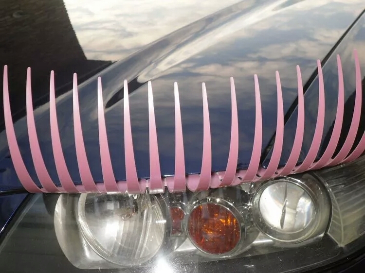 Image of Pink Car Lashes Headlight Eyelashes Accessories 3M Sticker - Universal