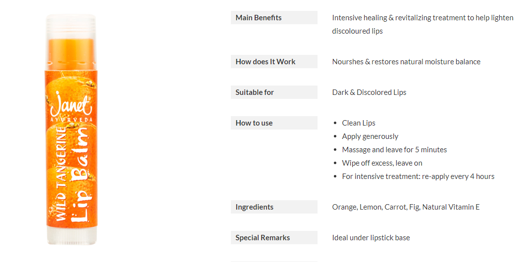 100 Natural Ayurveda Wild Tangerines Smokers Choice Lip Balm