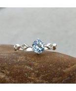 2.25ct Aquamarine Ring,925 Sterling Silver Round Halo Wedding Gift Ring - $63.55