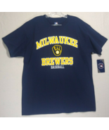 Men&#39;s Adult Navy MLB Milwaukee Brewers T-Shirt 100% Cotton Size Large - $17.99