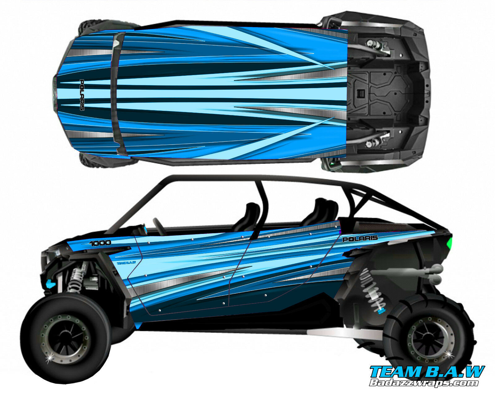 2019+ Polaris 4 RZR 1000 Design Golden Ride2 Decal Graphic Kit Wraps