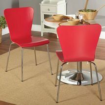 Glass Top 5 Pes Dining Set Table 4 Chairs Round Kitchen Breakfast Furniture Red image 8