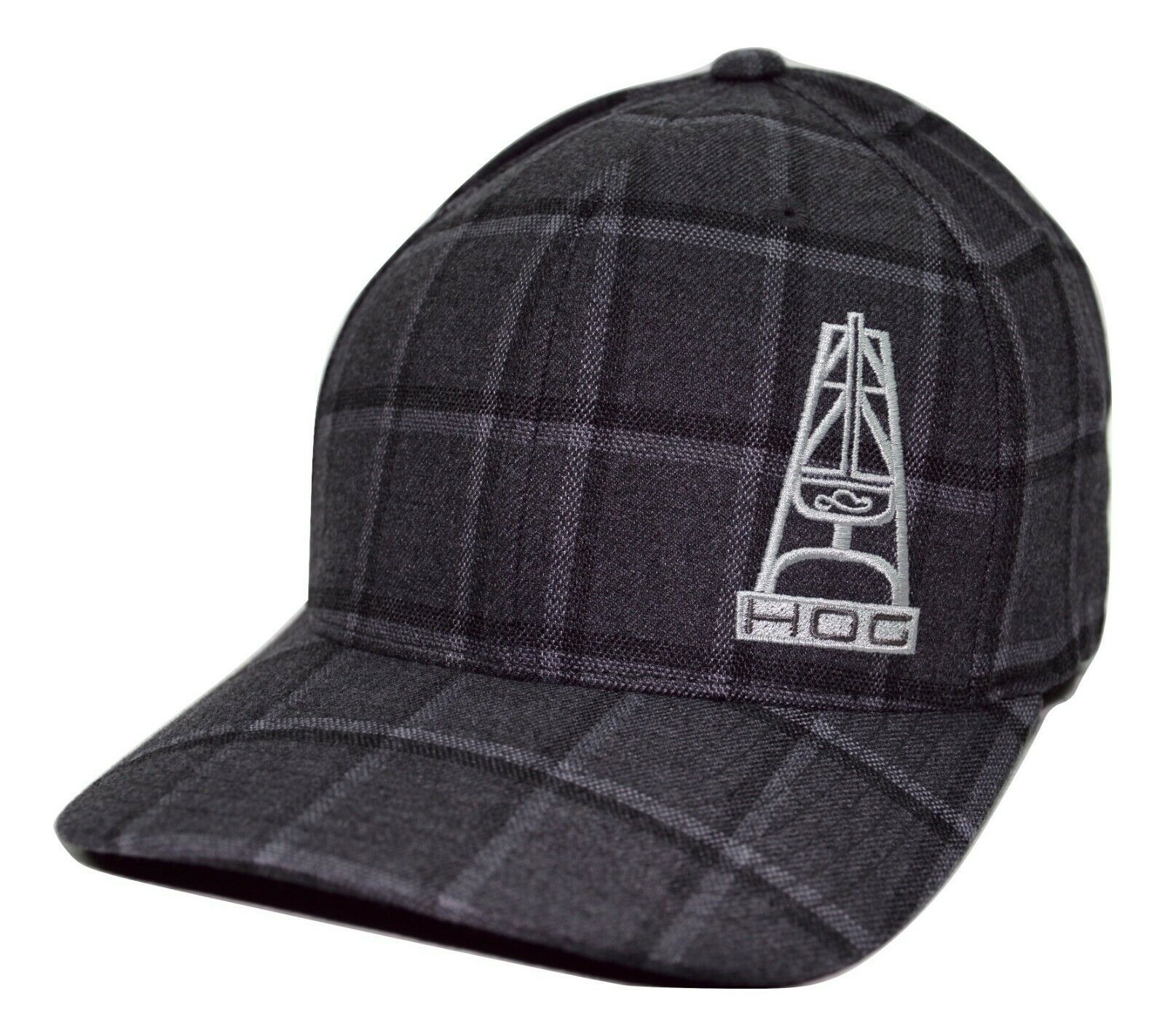 HOOey Hog Foreman Oil Gear Rig Logo Gray Plaid Flex Fit Cap L/XL - Hats