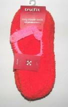 Tru-Fit Womens Button Slippers Socks Grip Dots Red Pink Size 9-11 NWT - $5.89