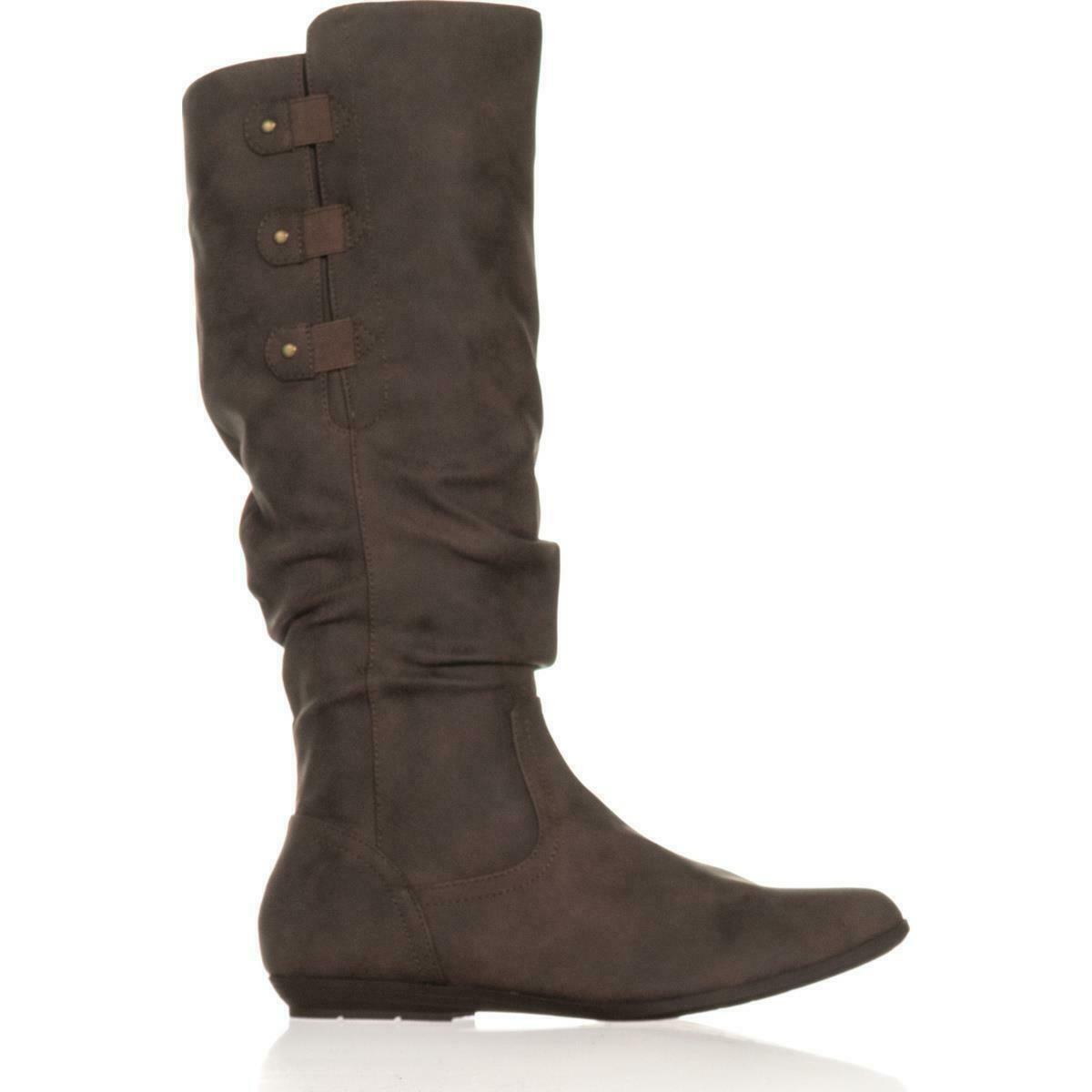 brown flat knee high boots