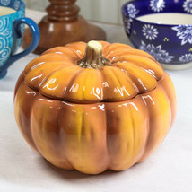 Ebros Home Kitchen Gourmet Hearty Orange Ceramic Pumpkin Soup Or Dessert... - $26.99