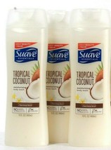3 Bottles Suave Essentials 15 Oz Tropical Coconut Moisturizing Body Wash