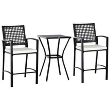 3-Piece All-Weather Steel Patio Outdoor Bar Bistro Furniture Set with Wh... - $242.99