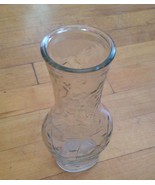Glass  Flower Vase with Etched Flower Design ~ 7.5 Inches Tall  - $12.86