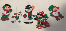 Avon Gift Collection  Joy Ornament  Snowman Puppy Children Boys Girl Sledding - $23.38