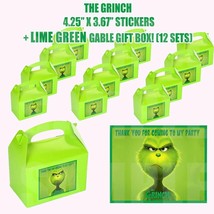 THE GRINCH Movie Party Favor Boxes Thank you Decals Stickers Loots Party... - $24.70