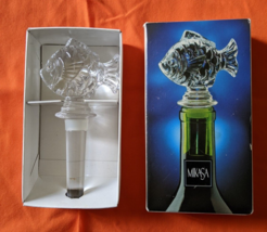Mikasa Clear Cut Glass Bottle Stopper Nature&#39;s Catch Fish Design New in Box - $10.95