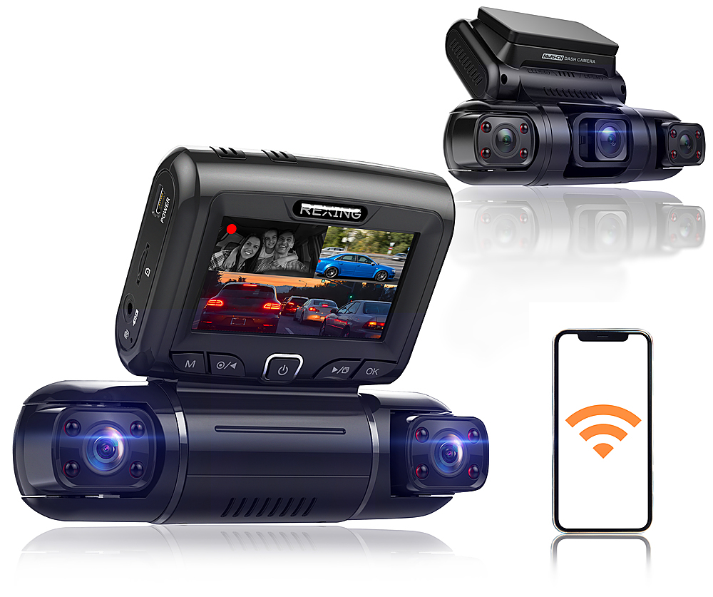 Rexing S3 1080p 3-Channel Wi-Fi Dash Cam with Built-in GP