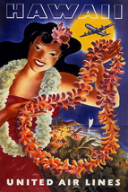 Vintage Travel Art Poster to Hawaii - $19.99