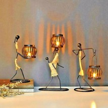 Vintage Candle Holders Home Decoration Metal People Model Decorative Can... - $12.31+