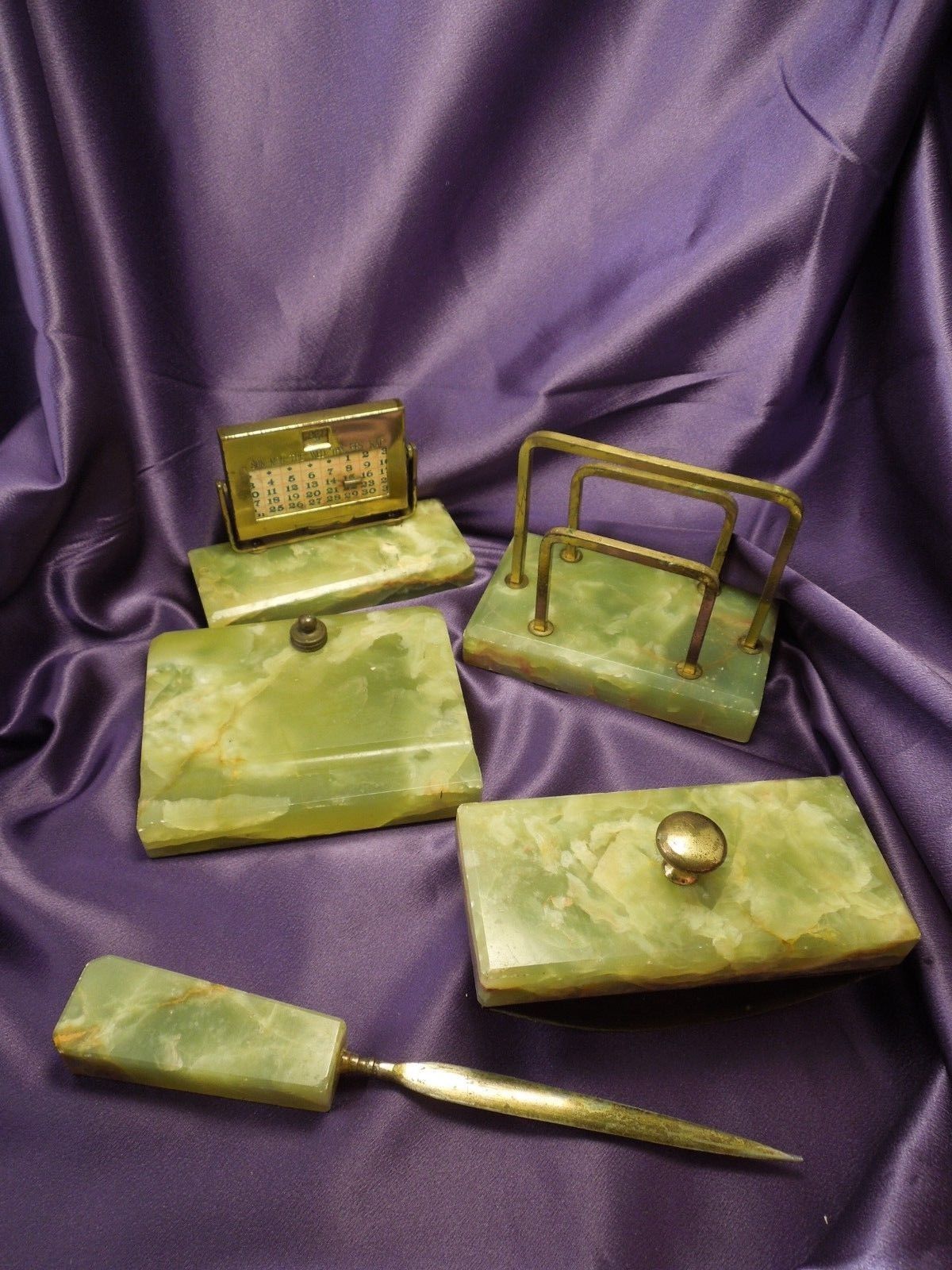 Art Deco Desk Set Green Marble The Peterkin And 50 Similar Items