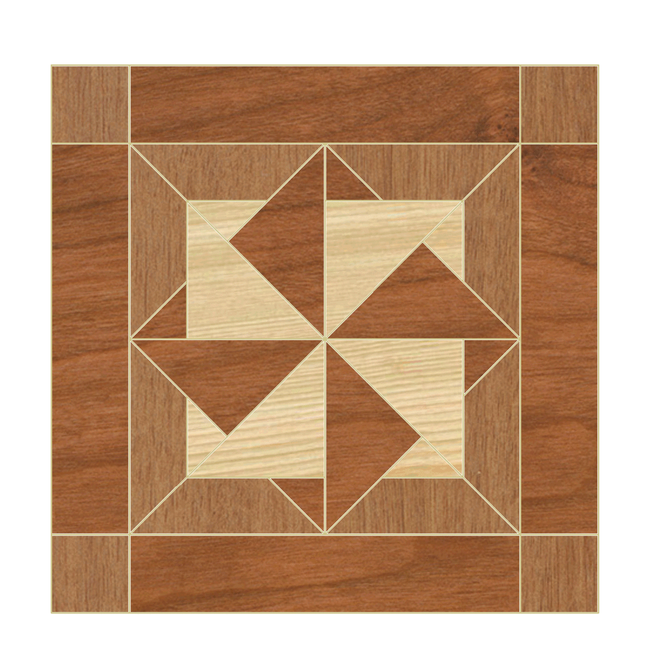 Quilt Block B Scroll Saw Woodworking pattern plan by OTB 