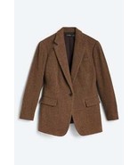 Ralph Lauren BROWN/CREAM Women's Herringbone Tweed Wool Blend Blazer, US 16 - $204.93