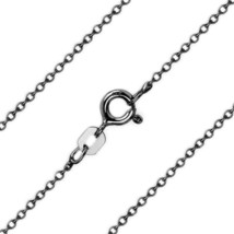 1mm 925 Sterling Silver & 14k Black Gold Thin Cable Link Italian Chain Necklace - $19.49