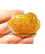 Free Shipping - Chinese dragon and phoenix  yellow jade carved luck jade... - $23.99