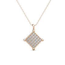 1.28 Carat VS/G-H Diamond Fancy Square Stylis Pendant W/ 18" Chain 14K Rose Gold - $1,079.08