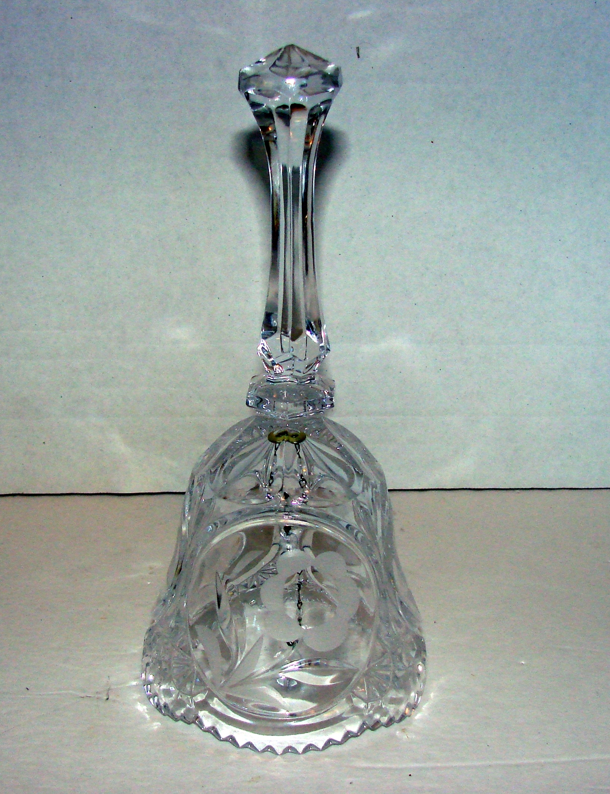 Vintage Handcut Cut Crystal Clear Glass Large Bell Glass, Crystal