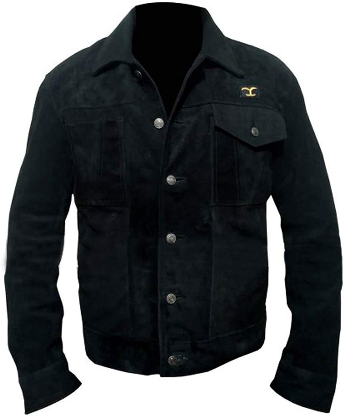 Rip Wheeler Yellowstone Cowboy Cole Hauser Suede Leather & Cotton Black jacket