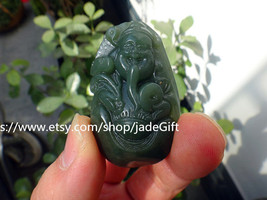 Free Shipping -  Natural Green jadeite jade Laughing buddha charm jade pendant - - $23.99