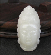 FREE SHIPPING Natural white jade prayer best Blessing Meditation Buddha charm ja - $17.99