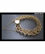 12K GOLD FILLED Heavy WIDE Link BRACELET - 7 1/2 inches long - FREE SHIP... - $145.00