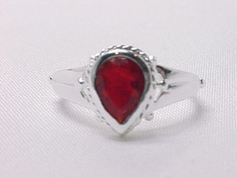 GARNET RING in STERLING Silver by Designer MD - Size 6 - FREE SHIPPING - $48.00