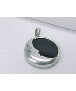 MOON MAN Vintage PENDANT with Black ONYX and DIAMOND Eye in STERLING Sil... - $62.50