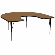 60''W x 66''L Horseshoe Oak Thermal Laminate Activity Table - Height Adjustable - $771.79