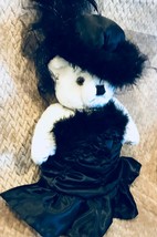Fancy Teddy Bear Black Dress rhinestone Plush Stuffed 14&quot; Gift worthy! B20 - £25.08 GBP