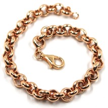 18K ROSE GOLD ROLO BRACELET 8.1 INCHES, ROUND 7 MM LINK, MADE IN ITALY image 1