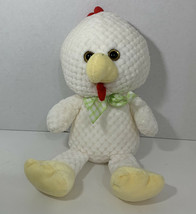 Kellytoy plush chicken white 2017 hen rooster chick red yellow green bow quilted - $7.91