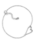 Sterling Silver Chain Bracelet with Sideways Heart Design   - £20.62 GBP