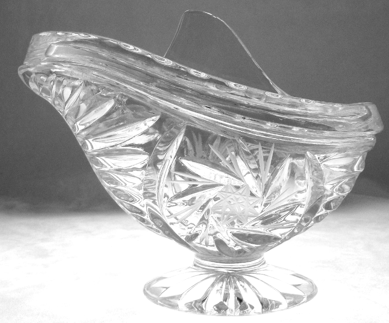 Retro Pinwheel Cut Crystal Cream and Sugar Bowl Set 1960s Unknown Maker