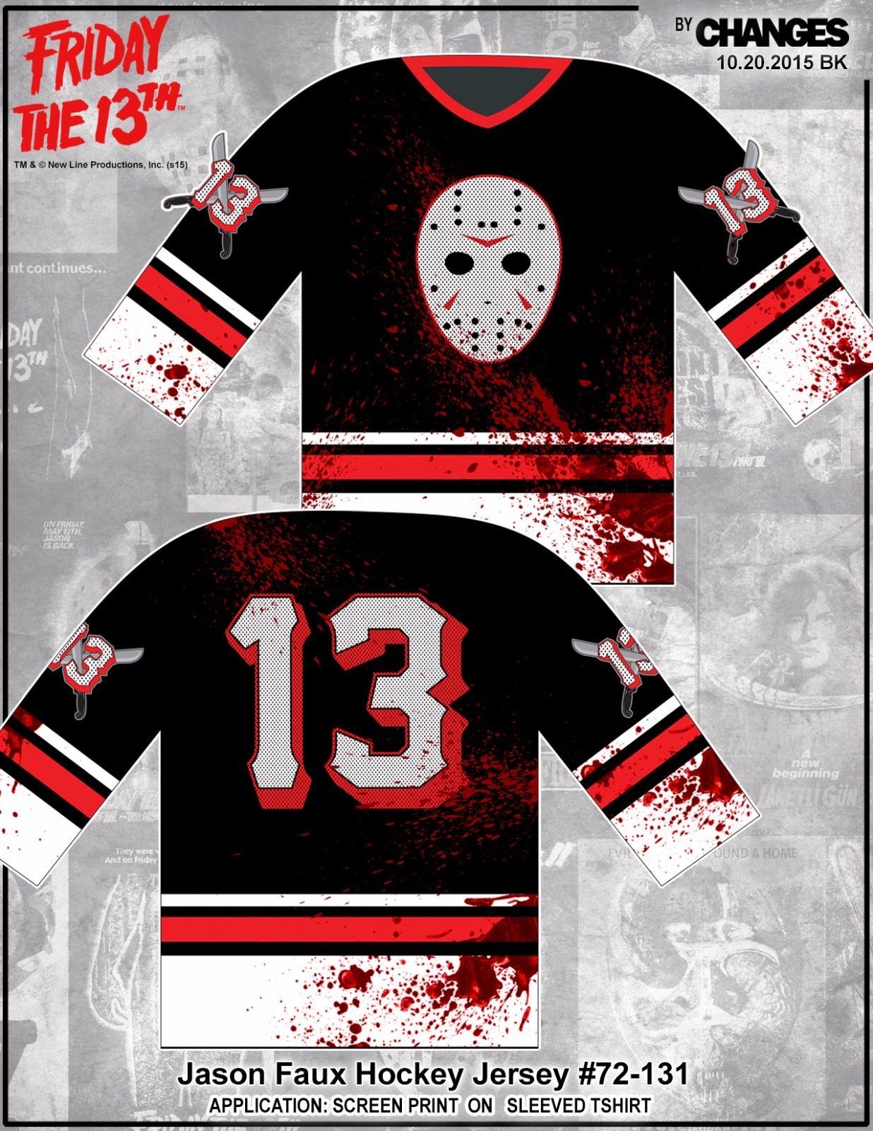 Image of Friday the 13th Jason Faux Hockey Jersey Movie Mens Long Sleeve Shirt 72-131