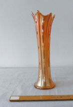 Vintage Dugan Diamond 10 1/2&quot; Swung Glass Target Vase Paneled Hobnail - £24.70 GBP