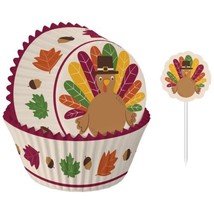 Turkey Thanksgiving Cupcake Kit 24 Baking Cups and Picks - $4.45
