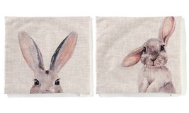 Rabbit Bunny Pillow Covers Set of 2 Easter 18" x 18" Garden Polyester 2 Designs image 2