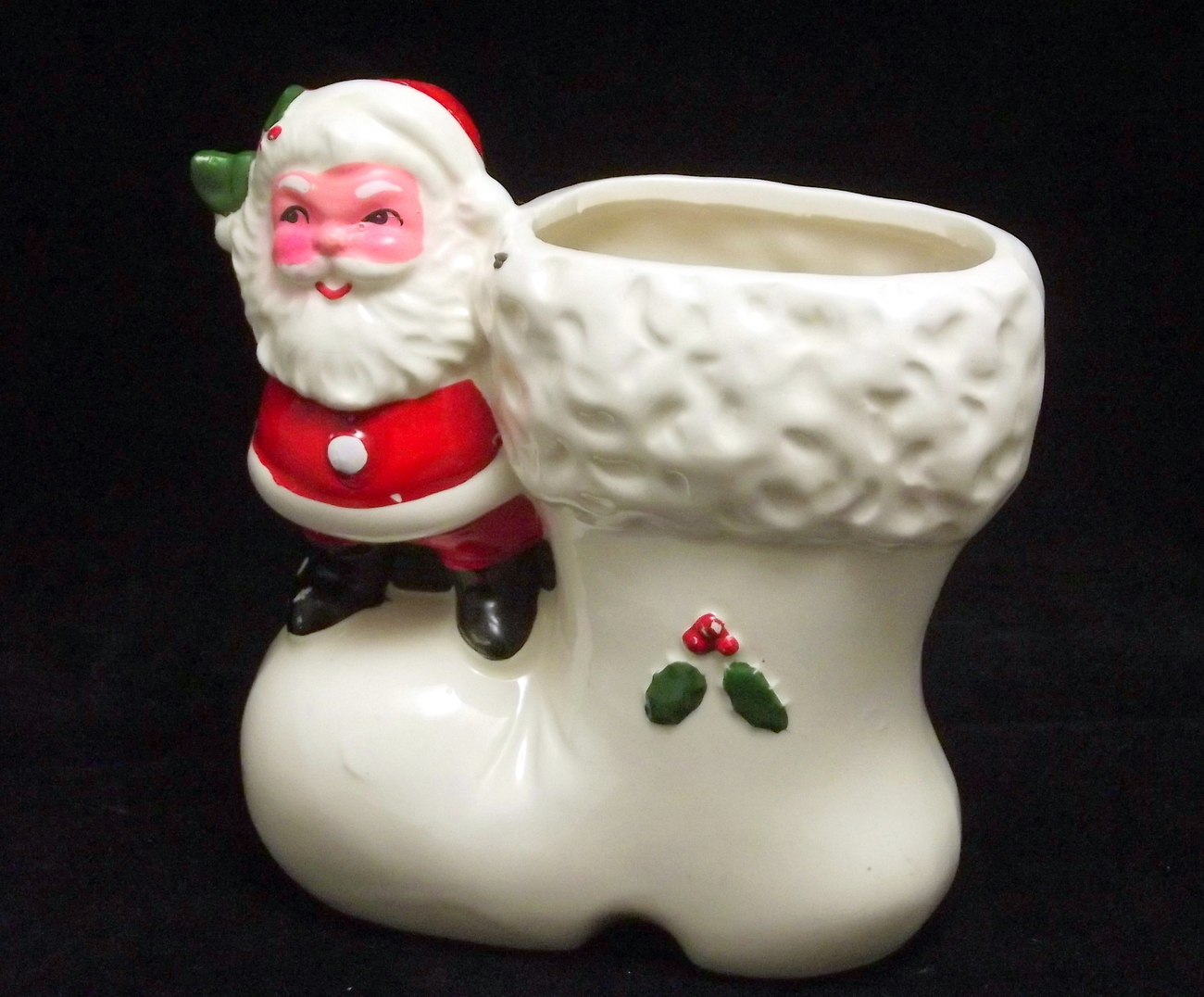 Vintage SSCO white ceramic Santa boot vase made in Japan - Santa