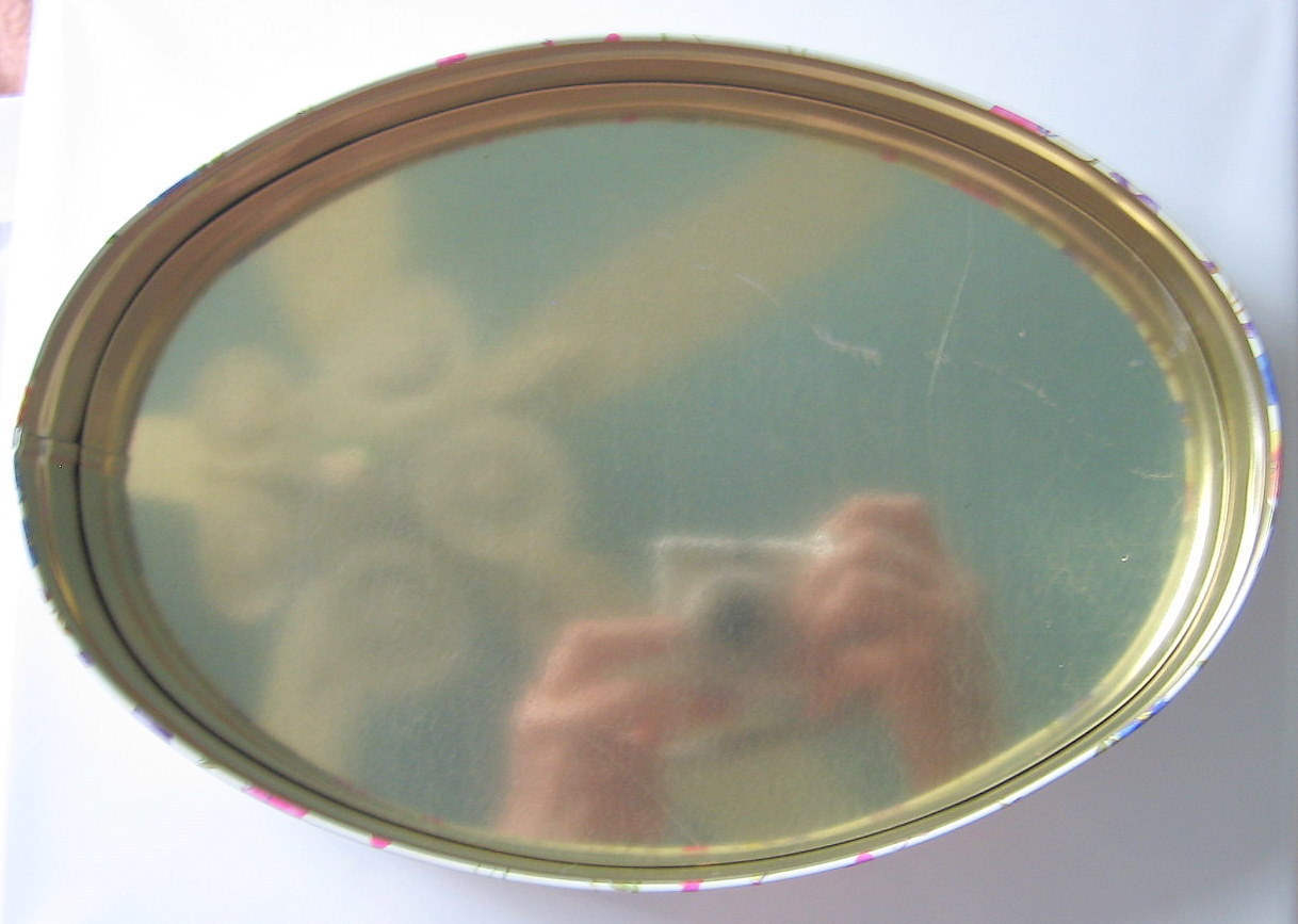 Victorian Style Floral Oval Storage Tin with Lace Accents Decorative