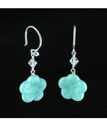 Sterling Silver Earrings_Glass Flowers and Clear Diamond Crystals - $20.00
