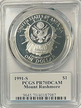 1991-S Mt. Rushmore $1 50c Two-Coin TRUMP w/ CAP Set  PCGS PR70 DCAM - RARE! image 3