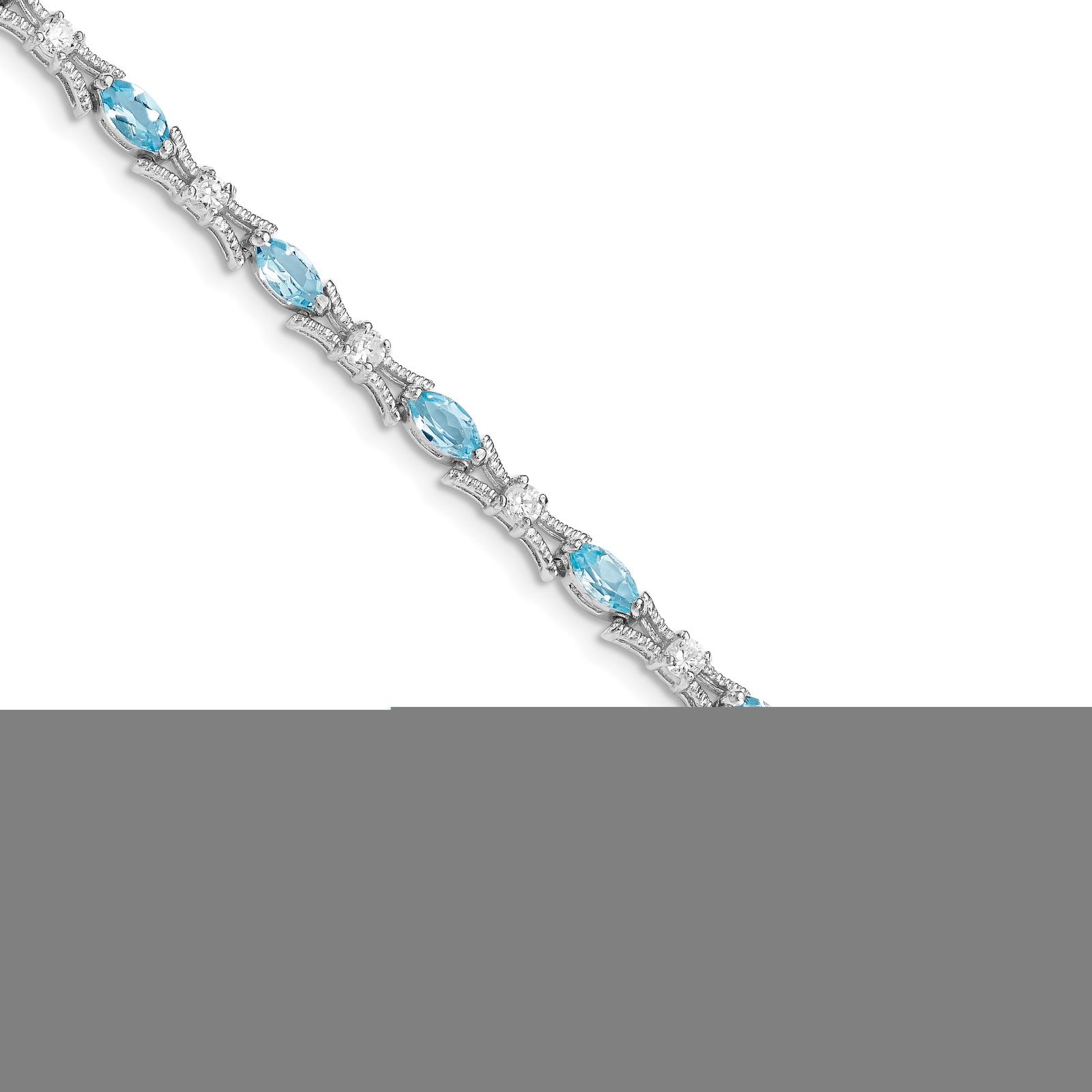 Sterling Silver Rhodiumplated Blue Topaz & CZ Bracelet Fine Bracelets