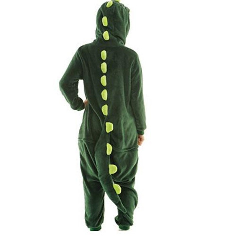 Adults' Kigurumi Pajamas Dinosaur Flannel Toison Green Cosplay Animal Sleepwear